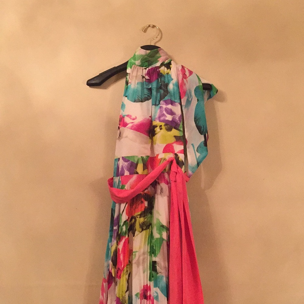 Eliza J Hot Pink and Blue Floral Dress Size 16